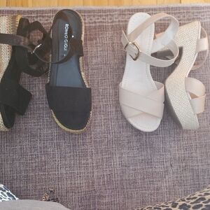 Black and Cream Espadrille Sandals